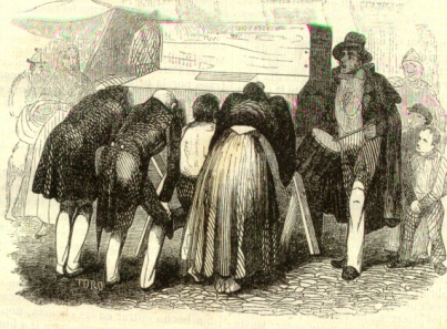 El espectáculo óptico del Mundonuevo en Madrid en un grabado de 1851
